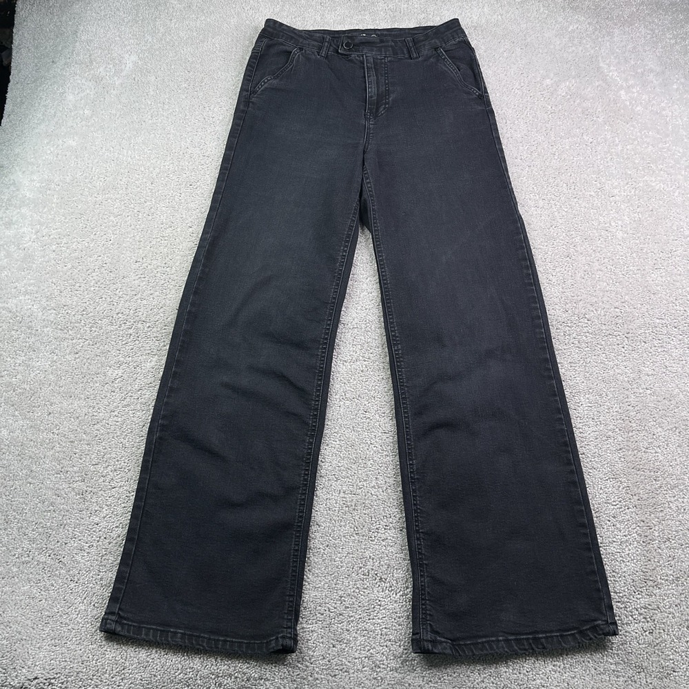 OAT New York Jeans Womens 6 28 Black Wide Leg High Rise Stretch Denim Pants Boho